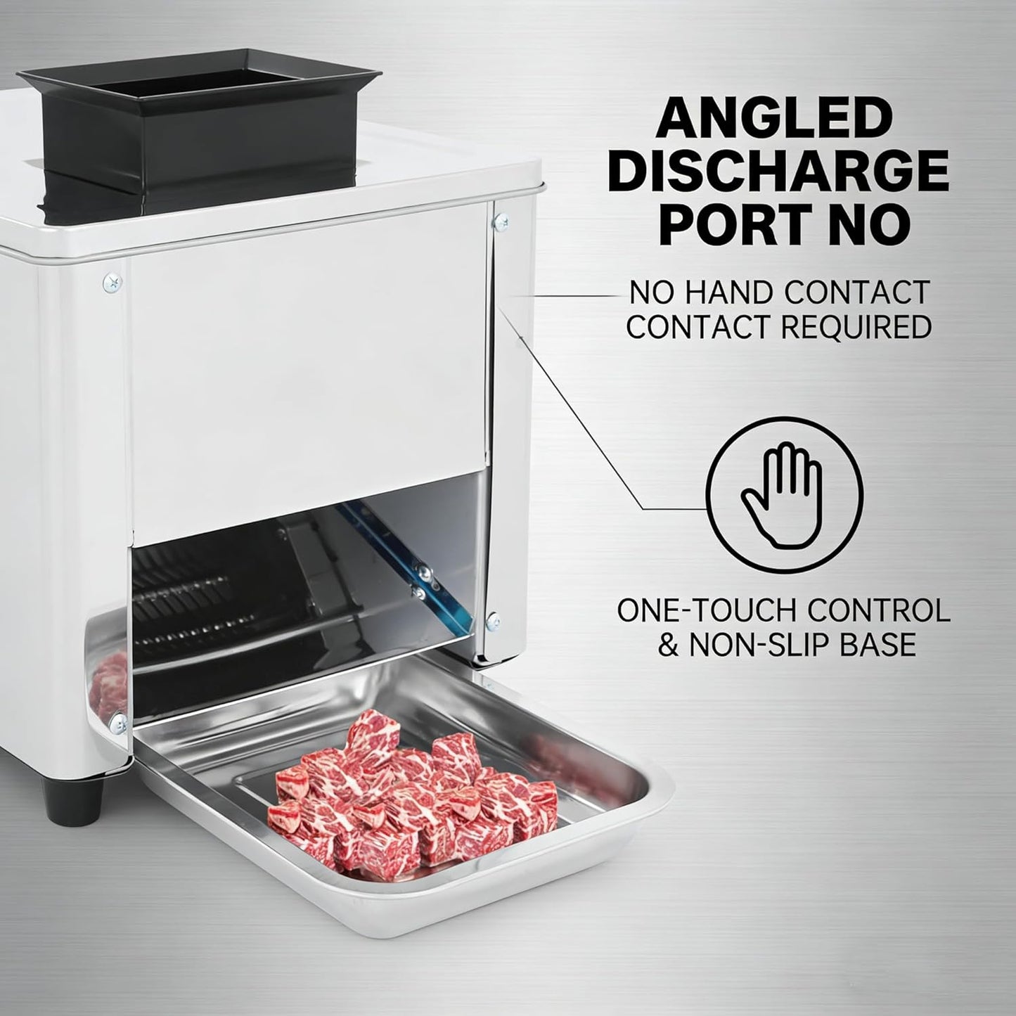 850W Stainless Steel Meat Cutter Machine, 7mm Electric Meat Slicer & Shredder, 330lbs/h Commercial Automatic Jerky Slicer with US Plug, for Beef, Chicken, Vegetable, Home, 13.39x13.39x11.81in