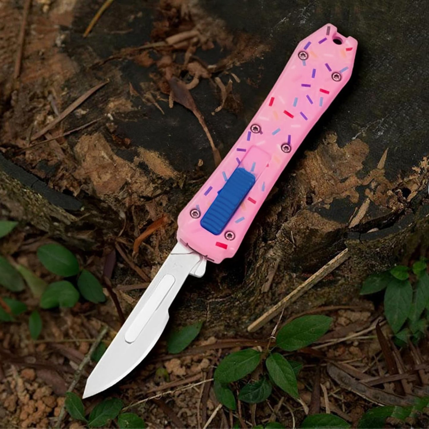 Automatic Utility Knife,All Metal Construction Carbon Stainless Steel Blade,Box Cutter Quick Change Retractable,EDC Push Button with Clip,10PCS #23 Blades Replacement,Stars&Stripes