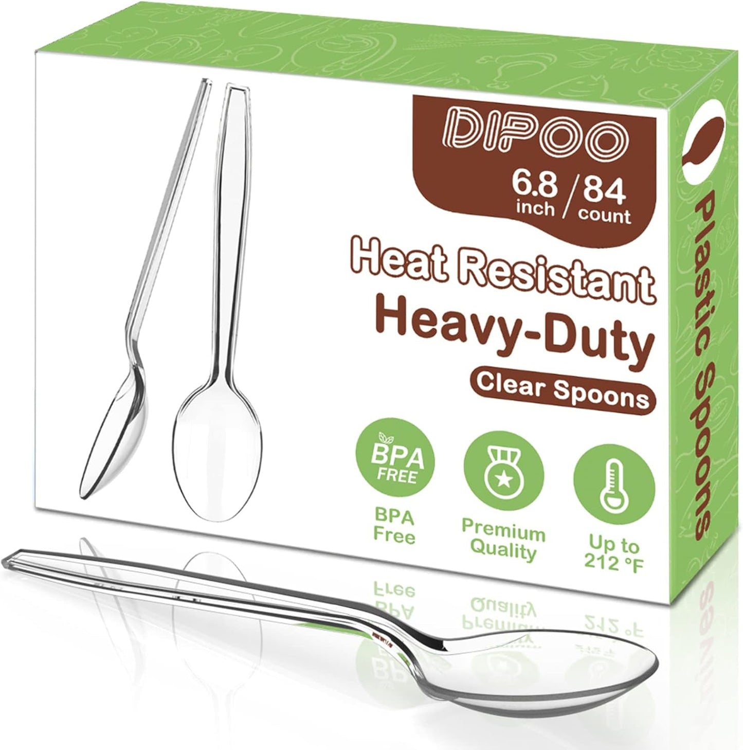 Dipoo 7.5" Clear Plastic Knives Heavy Duty Upgraded Heat Resistant & BPA Free, Solid and Durable Plastic Cutlery, Premium Disposable Knives, for Party Supply(84 Count)