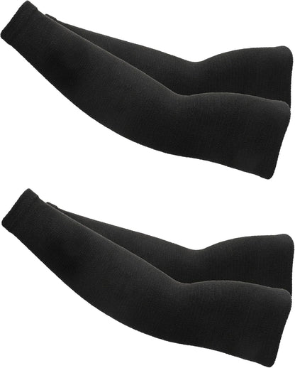 Schwer 2 Pairs 15.4in Down Yarn Knitted Arm Warmers, Summer Essential Arm Sleeves for AC Rooms, Hyaluronic Acid Infused, Moisturizing & Skin-Friendly, Light Compression Arm Protectors for Thin Skin