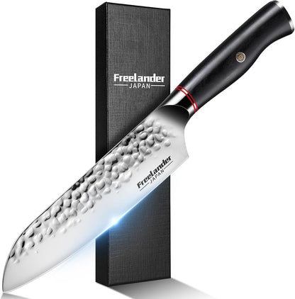Freelander Butcher Knife Set 3 PCS, Japanese Chef Knife Set with Roll Bag, Full Tang Meat Cleaver for Kitchen & Camping & BBQ, Gift for Men