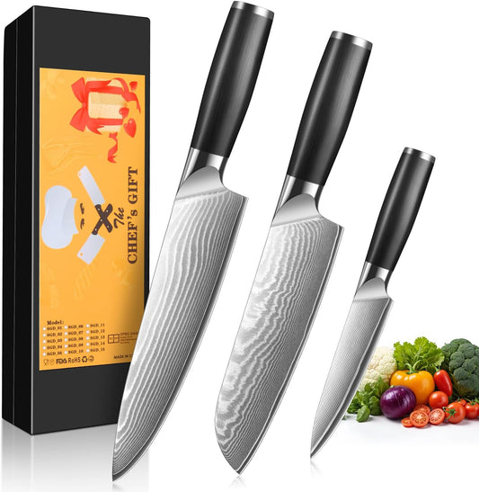 Kuwata Japanese Kiritsuke Chef Knife, Professional Handcrafted 8 inch Kitchen Knife, Japan VG10 Super High Carbon Steel Chef's Knife, Ergonomic Handle Grip and Gift Box