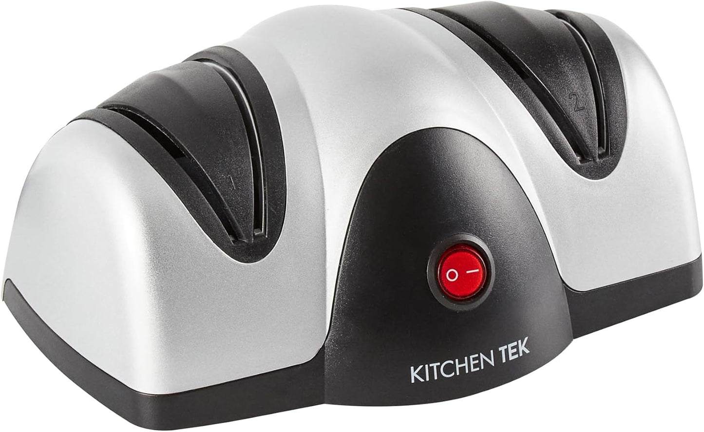 Restaurantware-Kitchen Tek 2-Stage Electric Knife Sharpener, 1 Straight-Edge Knife Sharpener With Diamond Grinding Wheel - 120 Voltage, Quick Sharpening, Gray Plastic, For Kitchen Knives