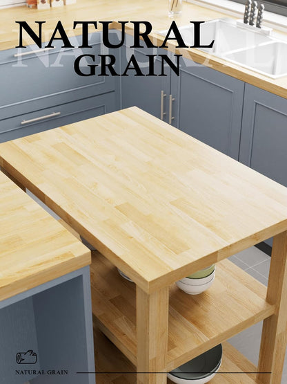 4FT Butcher Block Countertop Birch Solid Wood - 50" x 25" Table Top Butcher Block Cutting Board for Kitchen Island Cart Living Dining Office Desk Workbench Washer Dryer Countertop Unfinished 1.5" Th