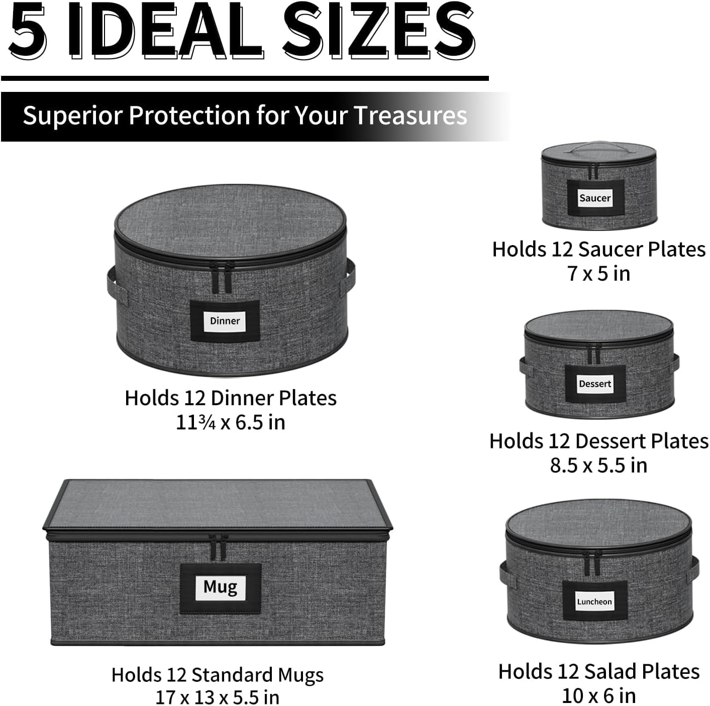 Aokeyee 2-Pack Silverware Storage Box, Sturdy Flatware Organizer with 5 Compartments & Adjustable Dividers, Utensil Case with Clear Lid & Handle for Knives, Forks & Spoons, Gray