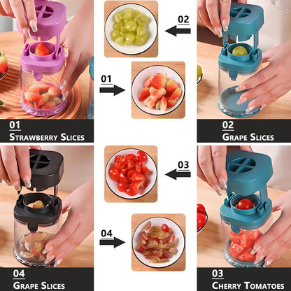 New Grape Cutter for Toddlers, Cutter Quarter Slicer Tool Into 4 Pieces for Slicing Grapes, Strawberries, Cherry, Tomatoes (Pink)