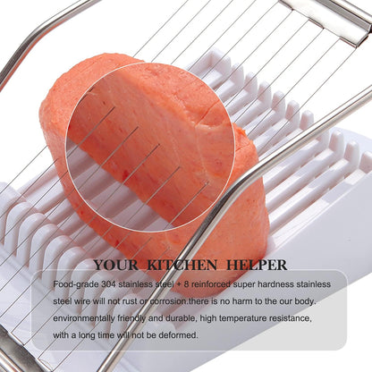 Slicer,Multipurpose Luncheon Meat Slicer,Stainless Steel Wire Egg Slicer,Cuts 10 Slices For fruit,Onions,Soft Food and Ham (White)