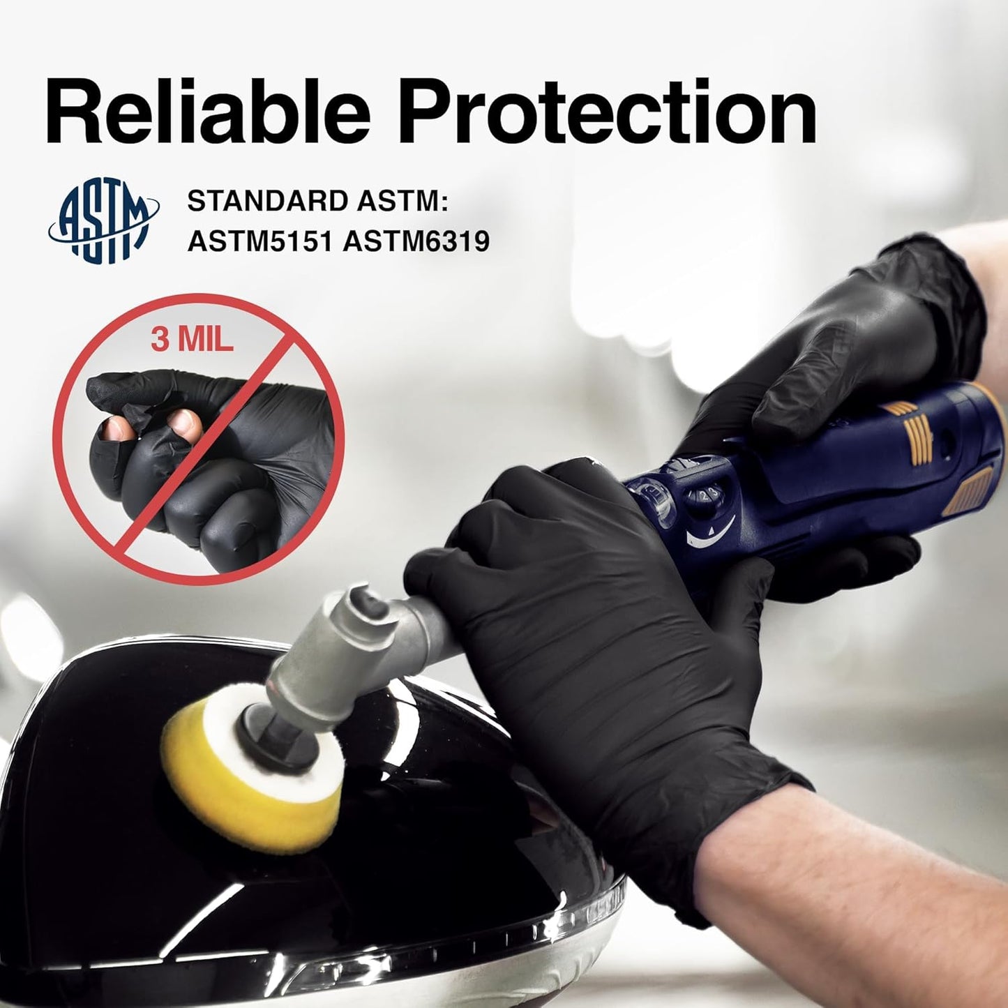 Schneider Black Nitrile Exam Gloves, 5 Mil Disposable Gloves, Latex Free & Powder Free, for Medical, Cleaning, Food Prep