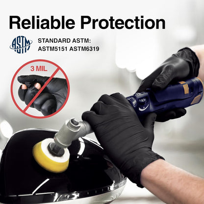 Schneider Black Nitrile Exam Gloves, 5 Mil Disposable Gloves, Latex Free & Powder Free, for Medical, Cleaning, Food Prep