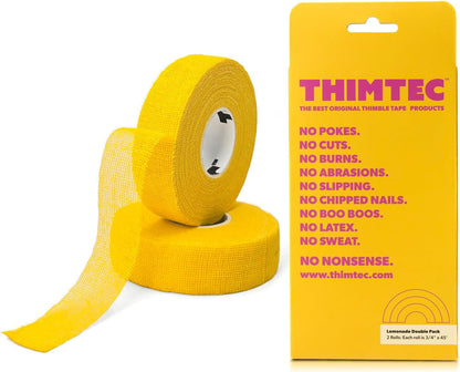 THIMTEC - The Original Thimble Tape for Hand Sewing - Fully Adjustable Nail & Finger Protector - A Smarter Alternative to Classic Knitting Thimbles - Caution Tape, 2-Pack