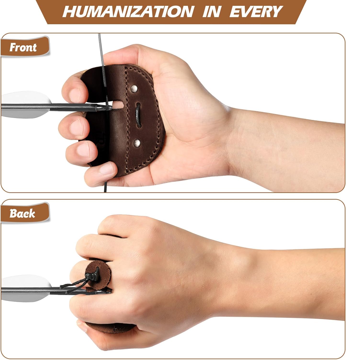 Ringsun Leather Archery Finger Tabs,Handmade Archery Finger Guard for Shooting Practice Gear, Recurve Bow Fingers Tab