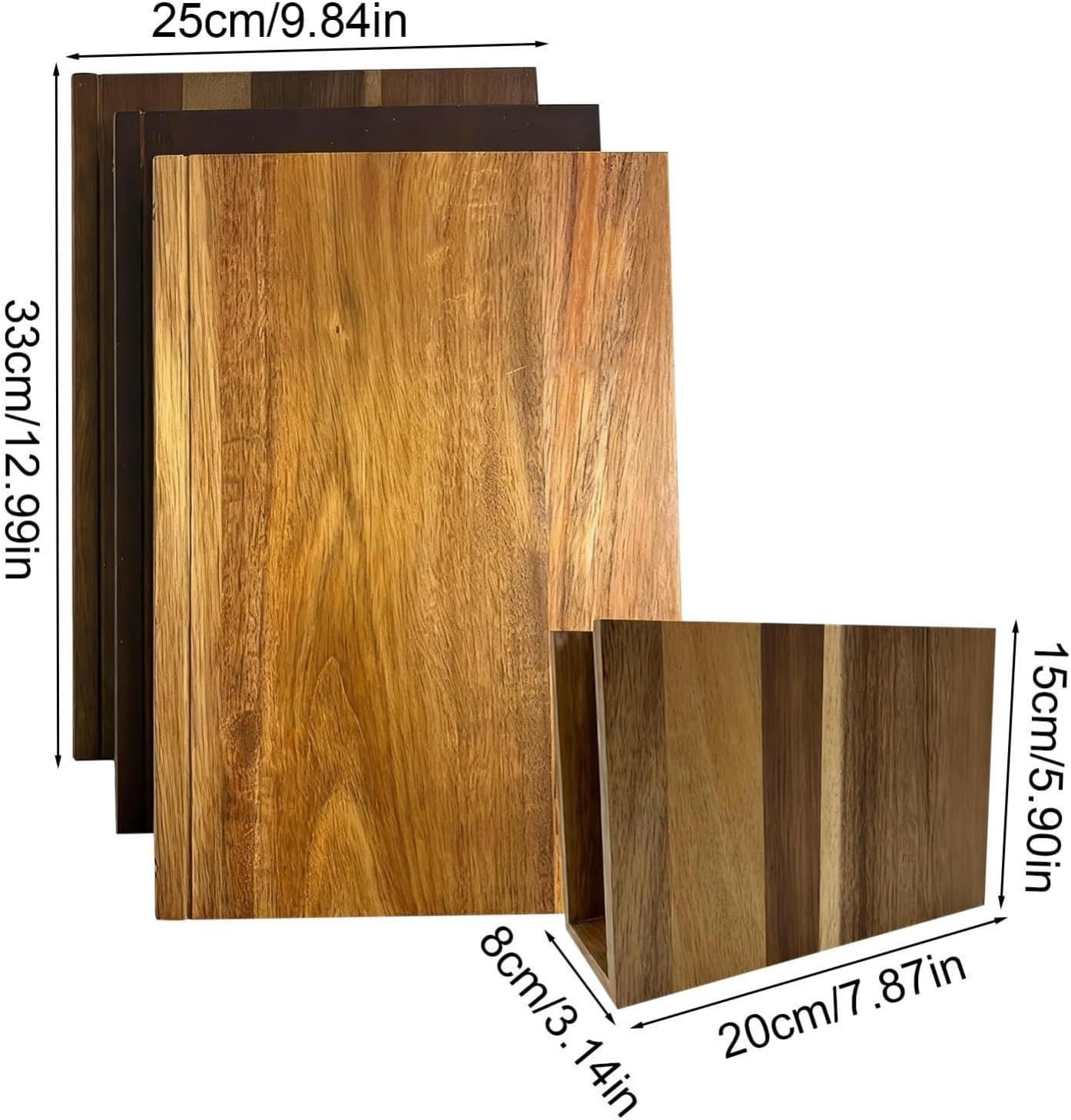 Book Cutting Board Set, Wooden Cutting Boards That Look Like Books with Stand, Unique Kitchen Decor & Charcuterie Serving Tray, Best Housewarming & Wedding Gift for Book Lovers（3pcs）