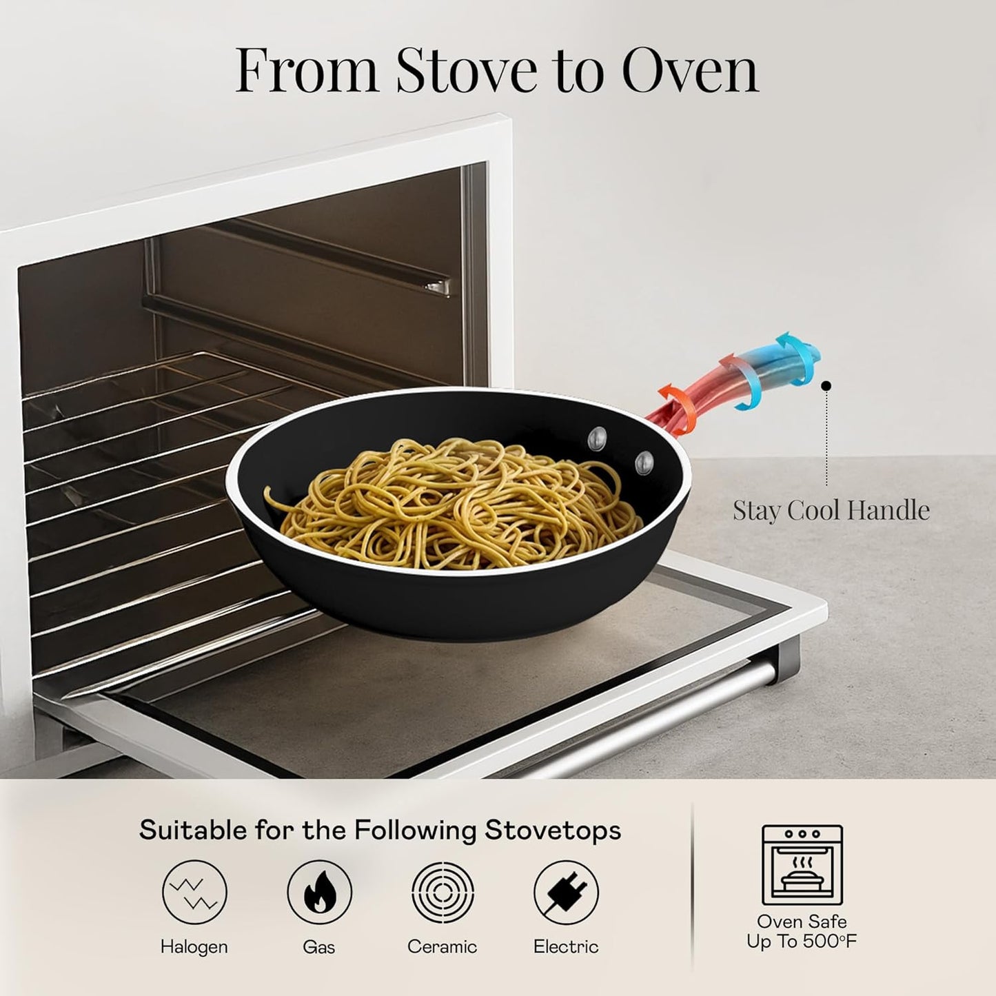 Gotham Steel 20pcs Pots and Pans Set Non Stick Ceramic Cookware Set with Deep Frying Pan Set & 6pc Knife Set, Improved Ti-Cerama Coating Made without PFOA PFOS Lasts 2x Longer, Oven & Dishwasher Safe
