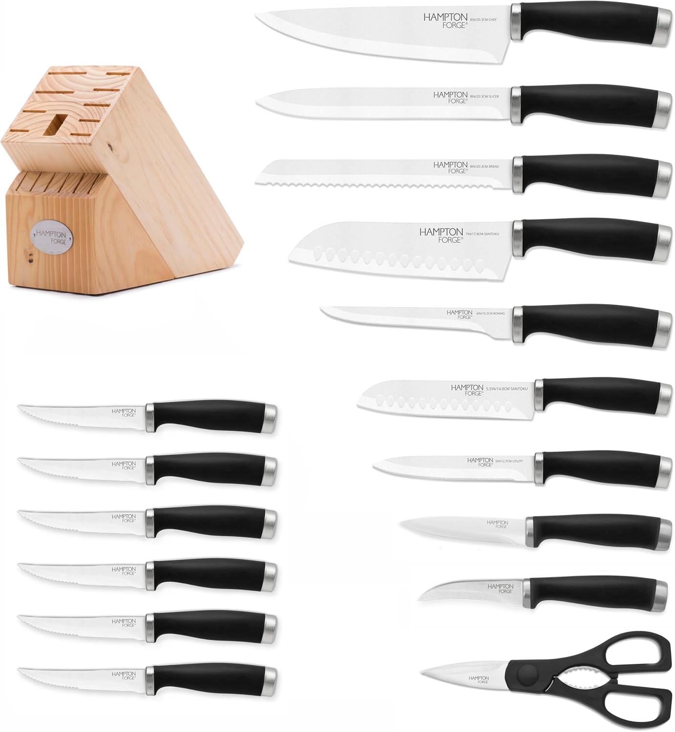 Hampton Forge Epicure True Aqua Knife Block Set, 15 Piece