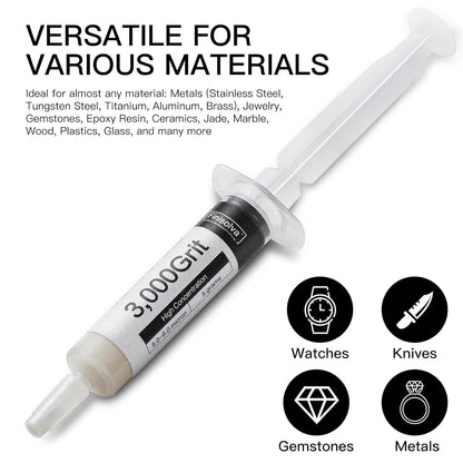 8 Pack Diamond Polishing Compound Genuine 50% Concentration Diamond Paste Kit 80,000 to 1,000 Grit Lapping Stropping Compound for Glass Watch Metal Knife Ring Jewelry Rock Resin Scratch Remover Repair