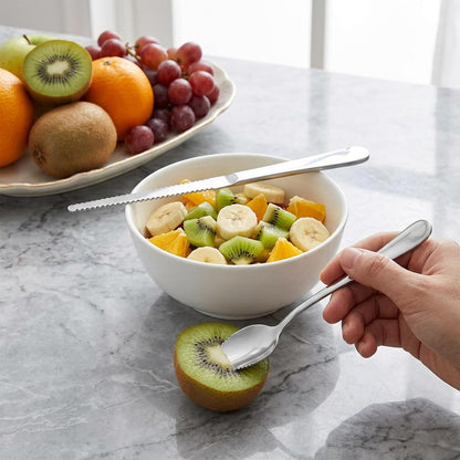 6PCS Grapefruit Spoons and Grapefruit Knife Set with Serrated Edge Stainless Steel Citrus Utensils for Orange Lemon Kiwi Fruit Salad Melon Pitaya Apple Puree Rainbow