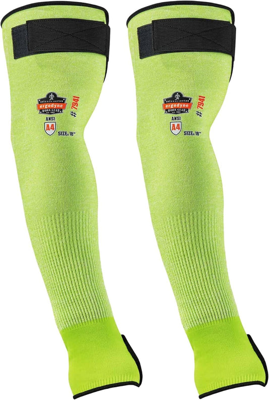 Ergodyne ProFlex 7941 Cut Resistant Protective Arm Sleeve, Cut Level A4, Pair, Lime, 22 Inch