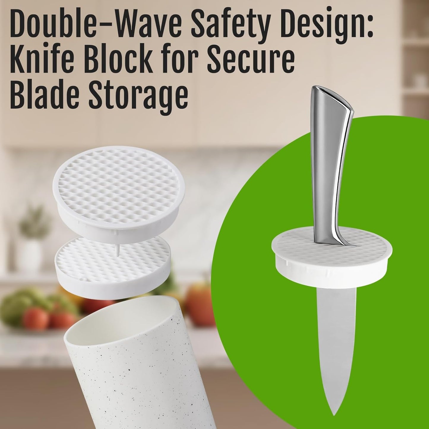 Universal Knife Block Without Knives: Qoosea Knife Block Detachable Knife Storage Space Saver for Kitchen Knife Organizer White
