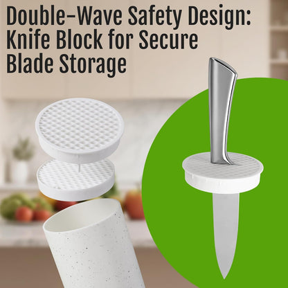 Universal Knife Block Without Knives: Qoosea Knife Block Detachable Knife Storage Space Saver for Kitchen Knife Organizer White