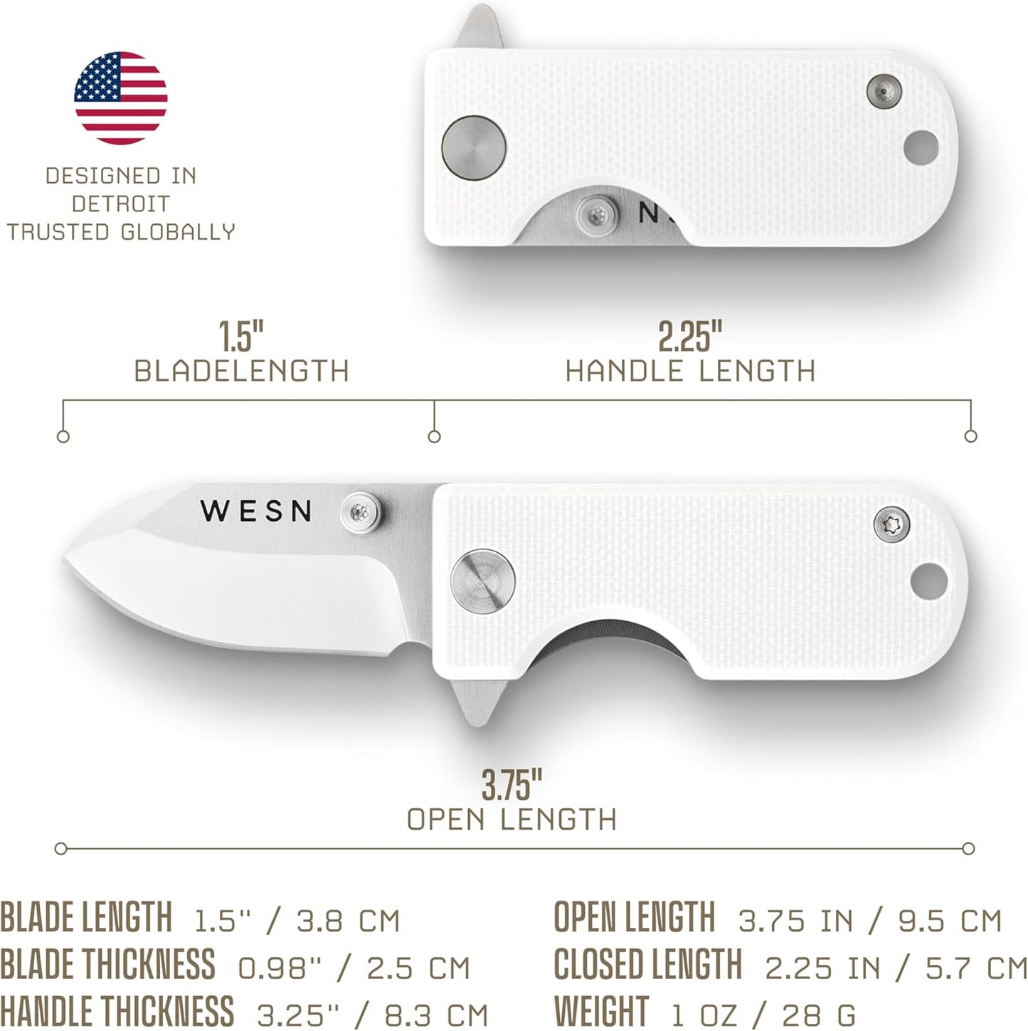 WESN Microblade Premium Folding Pocket Knife - 1.5" D2 Steel Blade, Compact Titanium EDC Knife with G10 Handle, Manual Thumb Stud, Deep Carry Clip - Lightweight Everyday Carry (Salmon)