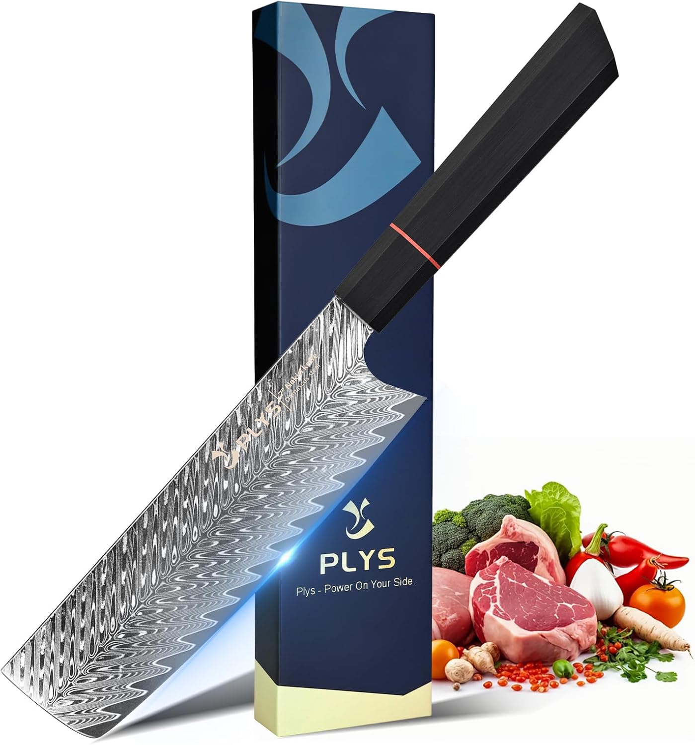 Nakiri Knife Japanese Damascus Cleaver: 6.6 Inch Chef Knife Professional Kitchen Knife Razor Sharp Meat Cleaver with G10 Ergonomic Handle