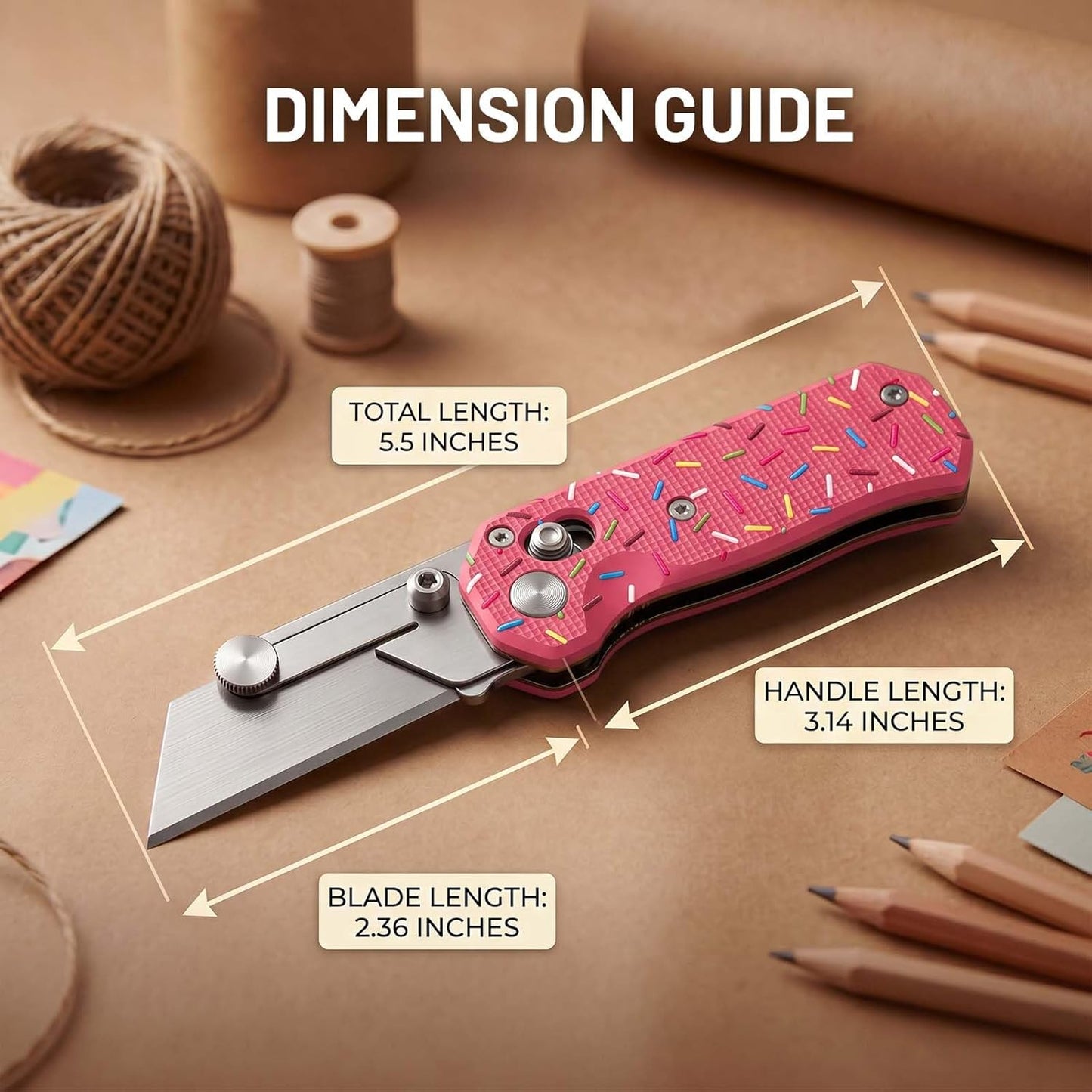 Folding Utility Knife, Pocket Knife, Box cutter Knife with Pocket & Rail Lock, Durable Razor Knife for Home Office Warehouse Everyday Carry, Gift for Men Women（Black）