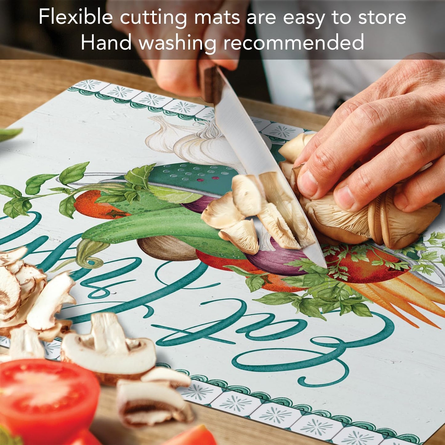 Cut N' Funnel Farmhouse Fall Designer Flexible Cutting Board Mat 15" x 11.5" Made in the USA Decorative Flexible Easy to Clean