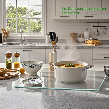 LANGBOHOS Tempered Glass Cutting Boards for Kitchen,Clear Cutting Board for Countertop,Non-slip Chopping Board,Table protection, Heat Resistant, Shatter Resistant (Clear, Set of 4)