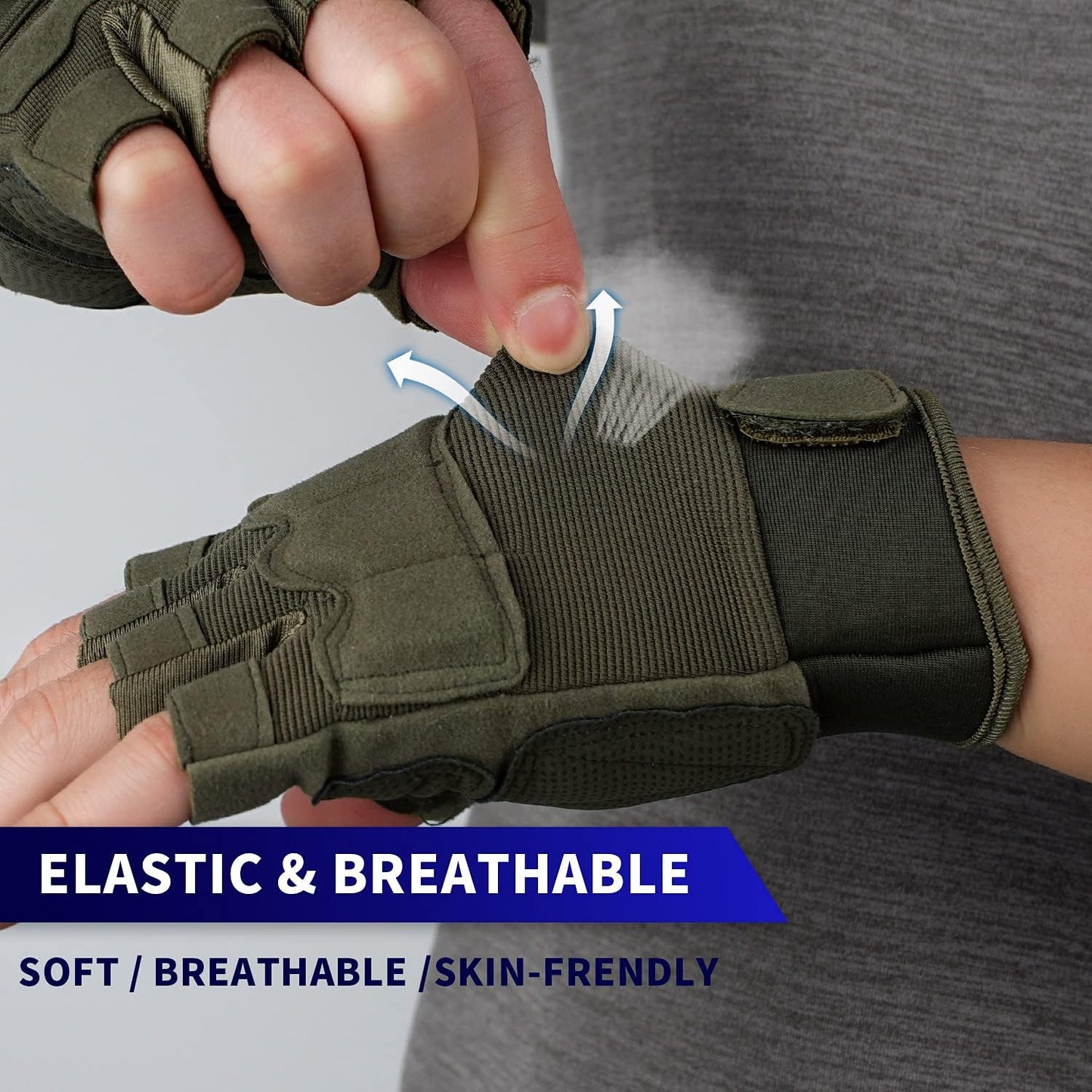 FIORETTO Fingerless Workout & Exercise Gloves for Gym, Weight Lifting, Airsoft, Shooting, Hunting, Hiking, Cycling, Driving, Motorcycle, Climbing M210603