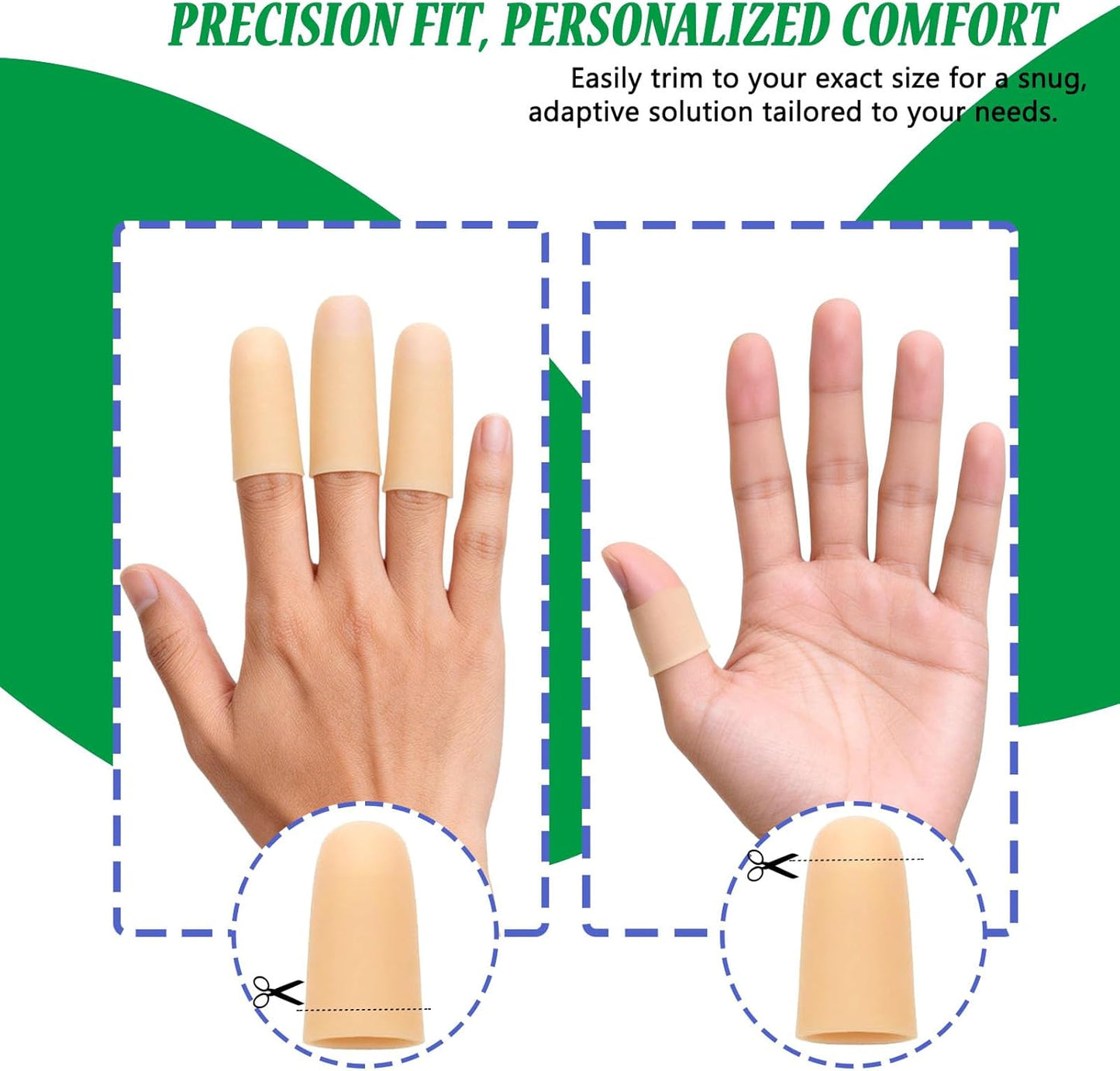 Kris-kikomy Gel Finger Protectors Finger Caps Silicone Fingertips Protection - Finger Cots Great for Trigger Finger, Finger Arthritis, Finger Cracking and Other Finger Pain Relief(Nude, Medium)