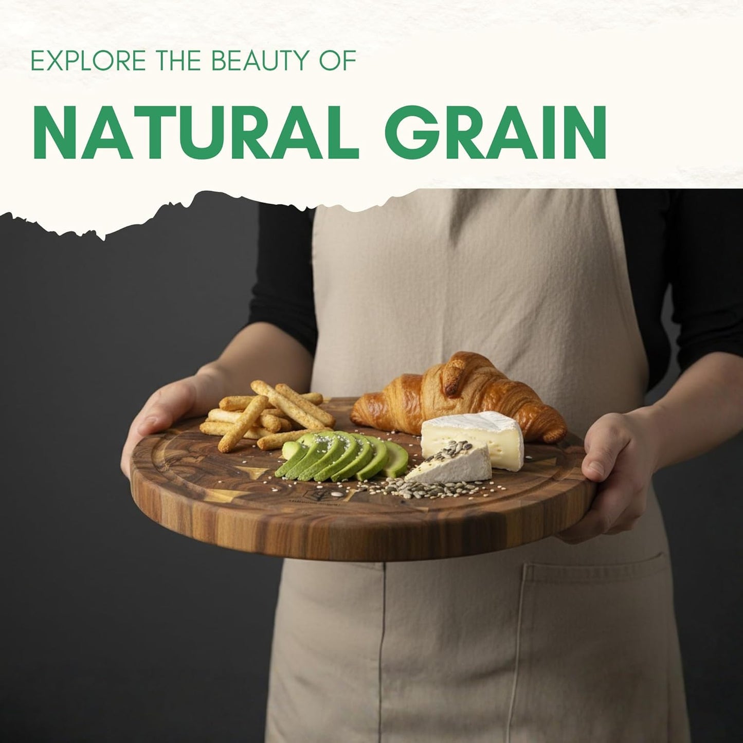 End Grain Acacia Wood Cutting Boards for Kitchen, 1.5 in Thick Butcher Block Construction for Stability, 15 x 10 in Medium Cutting Boards with Gift Box, Juice Groove and Handle