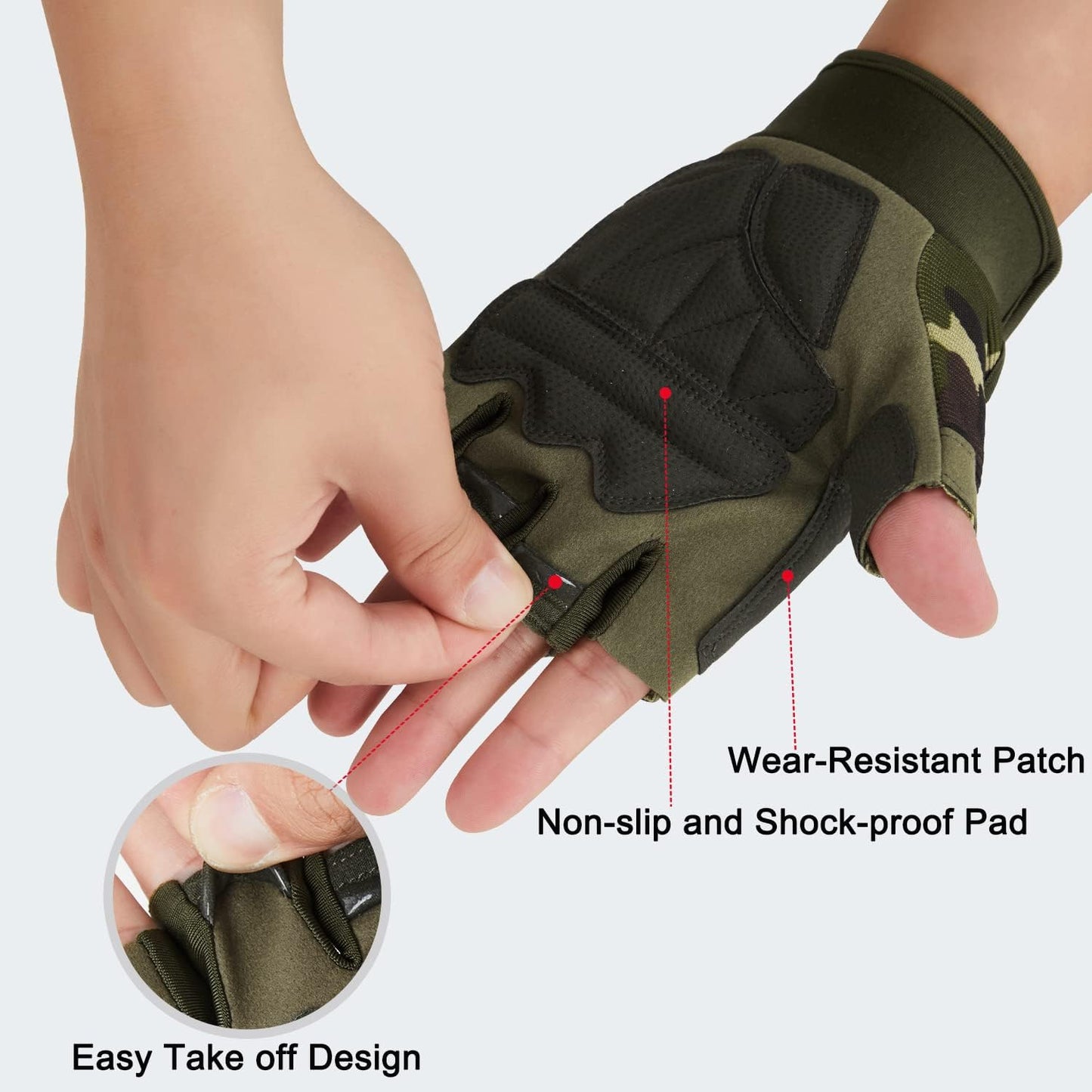 FIORETTO Fingerless Workout & Exercise Gloves for Gym, Weight Lifting, Airsoft, Shooting, Hunting, Hiking, Cycling, Driving, Motorcycle, Climbing M210603