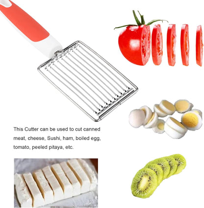 ASHATA Lunch Meat Slicer, Stainless Cutter with Handle for Cheese Potato Egg Ham Fruit Tomato, Quality Stainless Steel 10 Wires for 11, Stainless Steel Fruit Vegetable Slicer