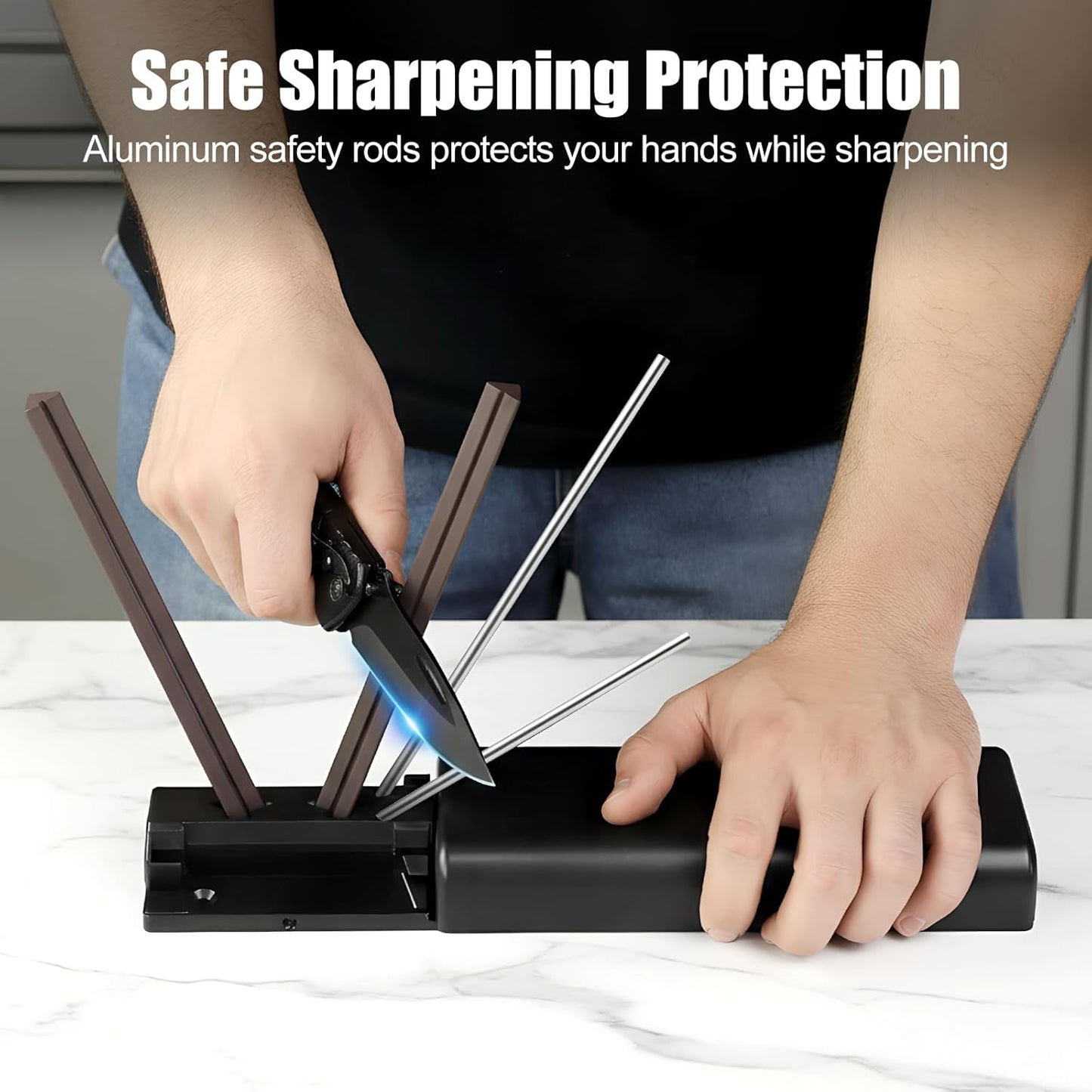 Tri-angle sharpener, Tri Angle System for Pocket Knife, Recurve and Tanto Blades Sharpener, High Alumina Ceramic Stones