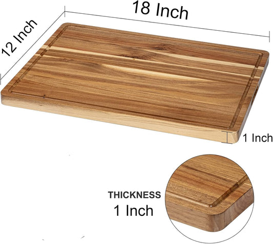 GAOMON 20 x 15 In Extra Large Acacia Wood Cutting Board, 1.5" Thick Kitchen Cutting Boards with Handle & Juice Groove, Butcher Block, Wooden Carving Board for Meat and Chopping Vegetables