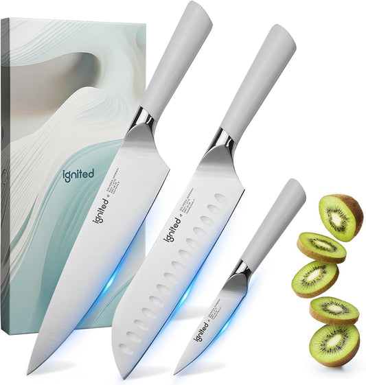 3.5 Inch Paring Knife – German Stainless Steel, Ergonomic Ivory White Handle, Minimalist Small Kitchen Knife for Peeling & Cutting, Ideal Gift for Chefs, Cooks