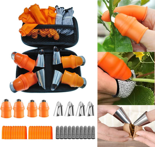 34Pcs Gardening Silicone Thumb Knife Harvesting Tool Finger Plant Fruit Picking Knives Separator Garden Tool，Help Mother or Wife Protect Their Fingers and Nails