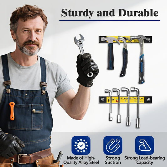 UCINNOVATE 8” Magnetic Tool Holder Strip, Heavy Duty Magnetic Tool Organizer for Garage, Workshop, Kitchen, and Office, Wall Mount Magnetic Tool Strip for Tools, Knives, and Utensils