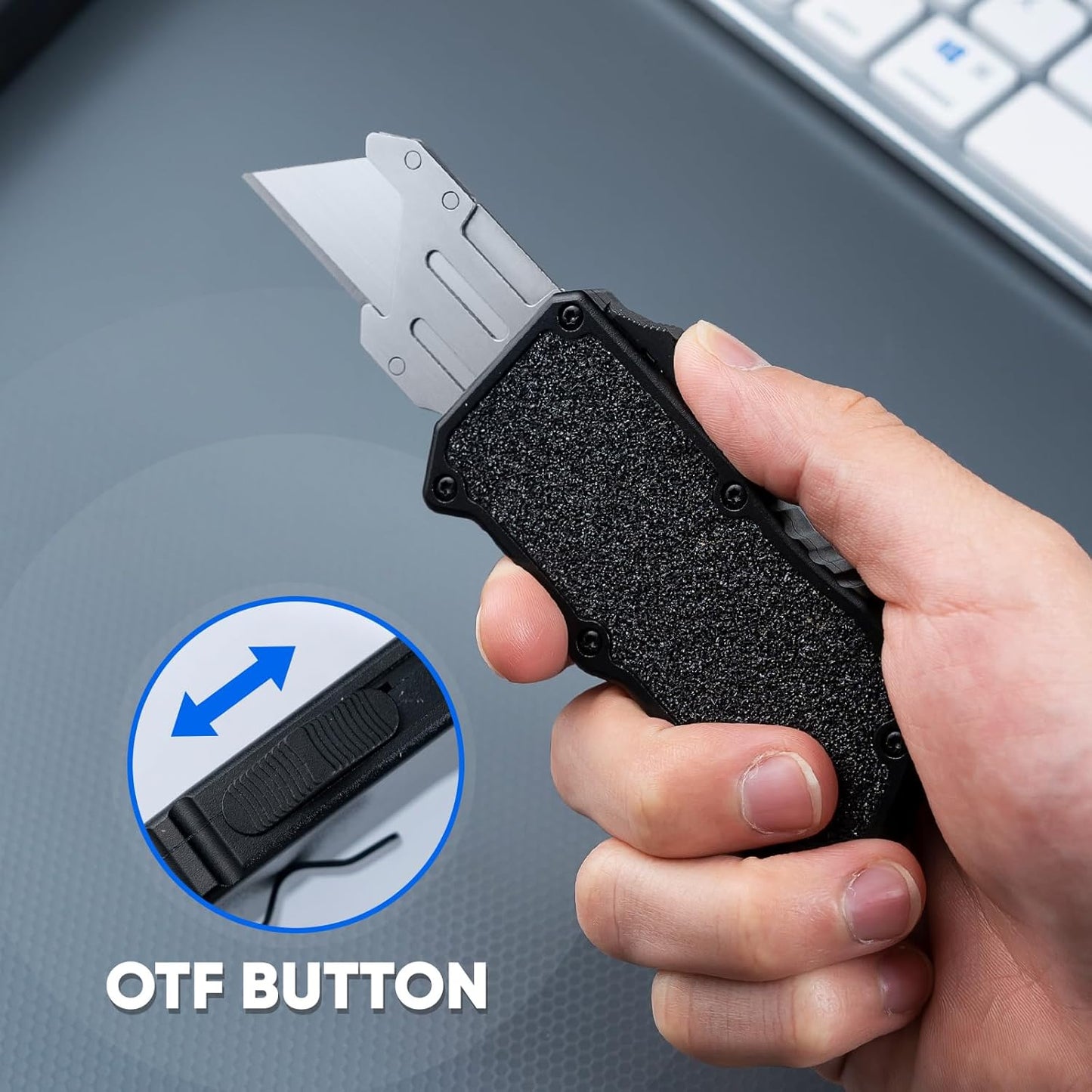 XXV Aluminum Alloy Utility Knife, Box Cutter,Cute Heavy Duty Pocket Knife, Safety Replaceable Blade EDC Razor Knives with 10Pcs Replaced Blades,Black