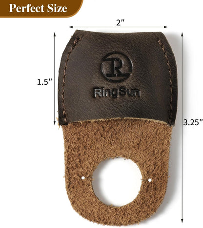 Ringsun Thumb Guard Wood Carving Tools, Leather Finger Protector, Handmade Carpenter Working Carving Kit Accessories Brown RS40