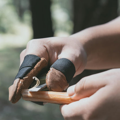 Thumb and Finger Guards (3 Pieces), Comfortable Protection for Fingers, Full Grain Leather, Handmade Carpenter Carving Accessories, Bourbon Brown