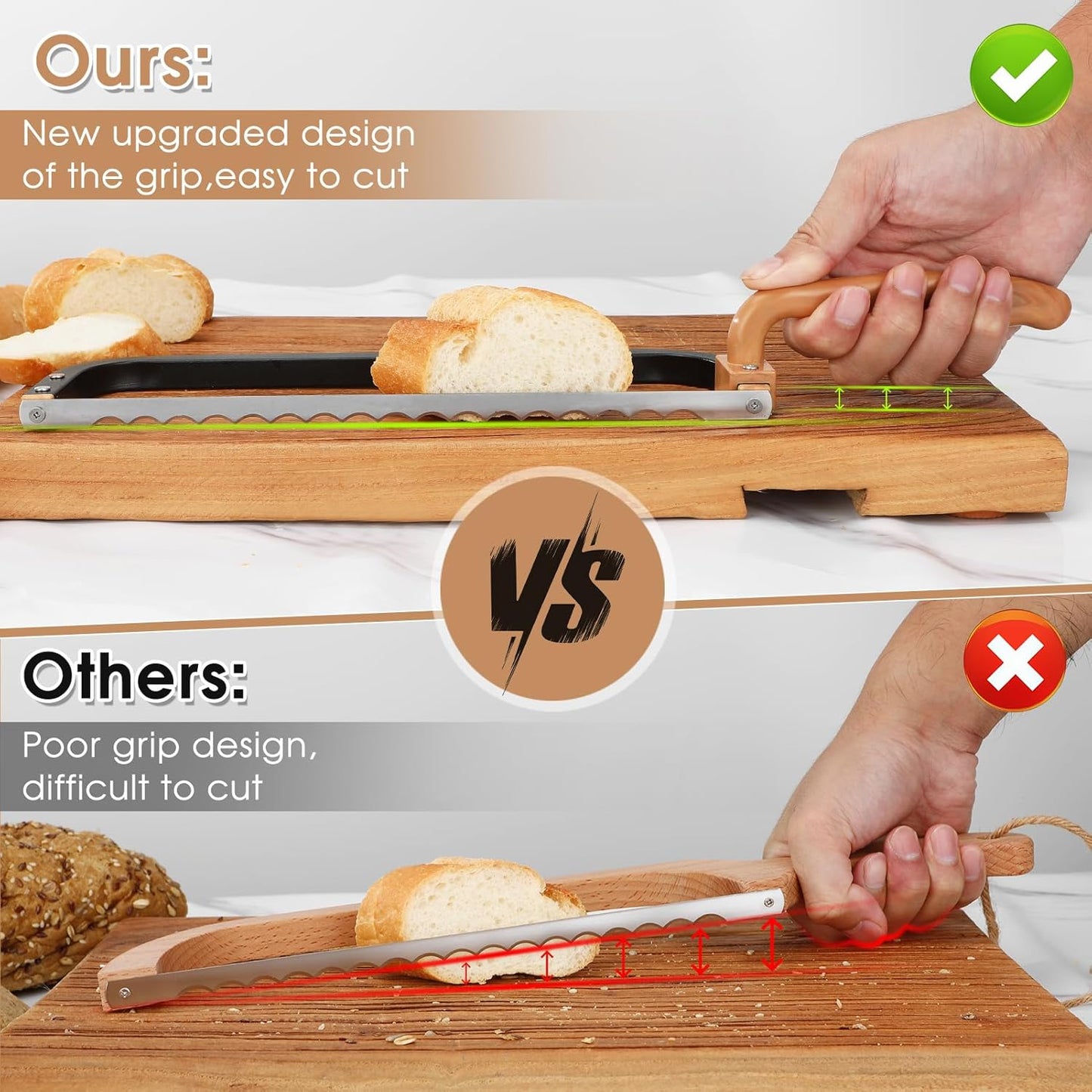 Bread Knife for Homemade Bread Bow Knife 16", Bread Saw Sourdough Slicer Aluminum Alloy Sourdough Cutter Suit for Left & Right Handed People to Cut Baguettes Vegetables Fruits 1Count