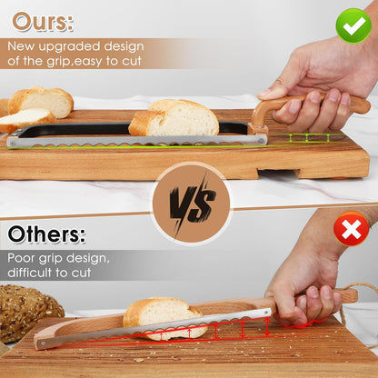 Bread Knife for Homemade Bread Bow Knife 16", Bread Saw Sourdough Slicer Aluminum Alloy Sourdough Cutter Suit for Left & Right Handed People to Cut Baguettes Vegetables Fruits 1Count