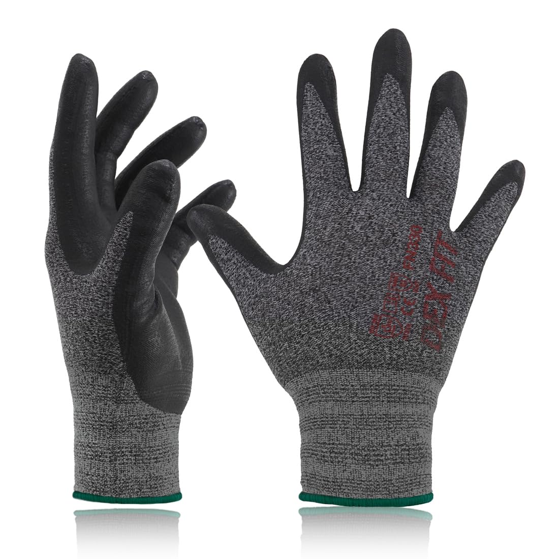DEX FIT Nitrile Work Gloves FN330, 15-Gauge 3D Snug Stretch Fit, Touchscreen, Power Grip in Wet & Oily Conditions, Mechanic & Warehouse, Men & Women, Black, M, 3 Pairs
