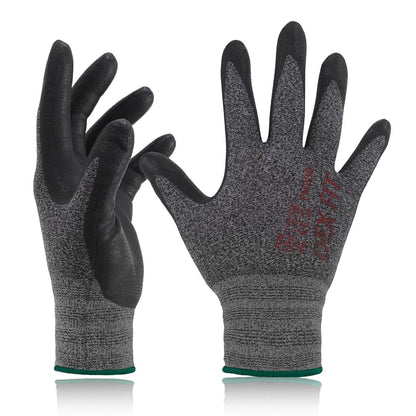 DEX FIT Nitrile Work Gloves FN330, 15-Gauge 3D Snug Stretch Fit, Touchscreen, Power Grip in Wet & Oily Conditions, Mechanic & Warehouse, Men & Women, Black, M, 3 Pairs