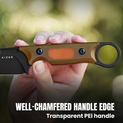 Kizer Cabox Fixed Blade Knife, 3.36" D2 Steel Fixed Blade Hunting Knife G10 Handle with Sheath, Survival Camping Knives 1048A3