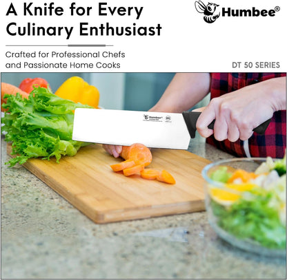 7.5-Inch Nakiri Knife, High Carbon Stainless Steel Hollow Grind Blade, Razor Sharp Edge, Ergonomic Non-Slip Handle, Cleaver Style, DT-50 Series, Orange