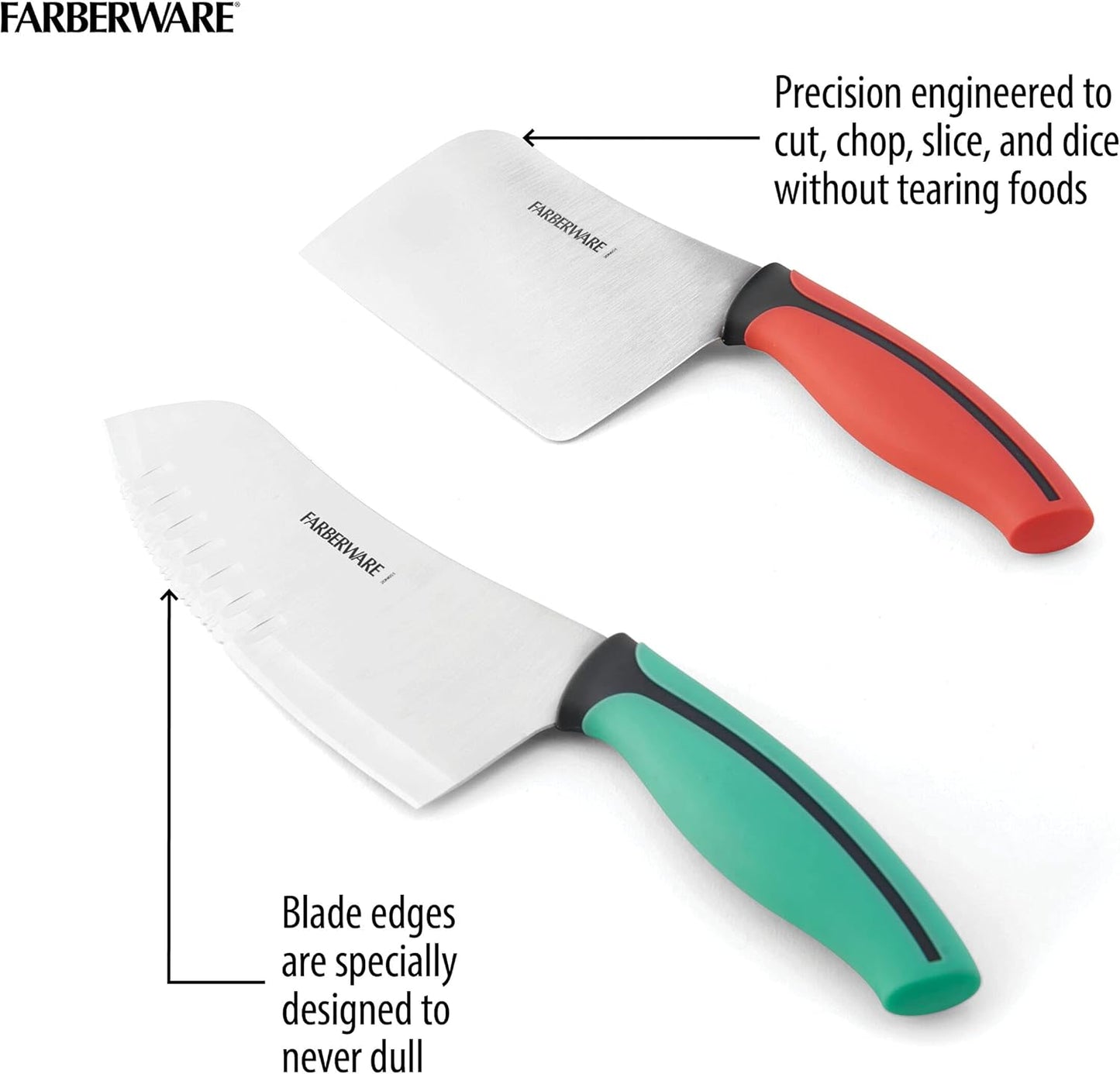 Farberware Precise Slice Utility Knife Set, 3 Piece, Multicolor