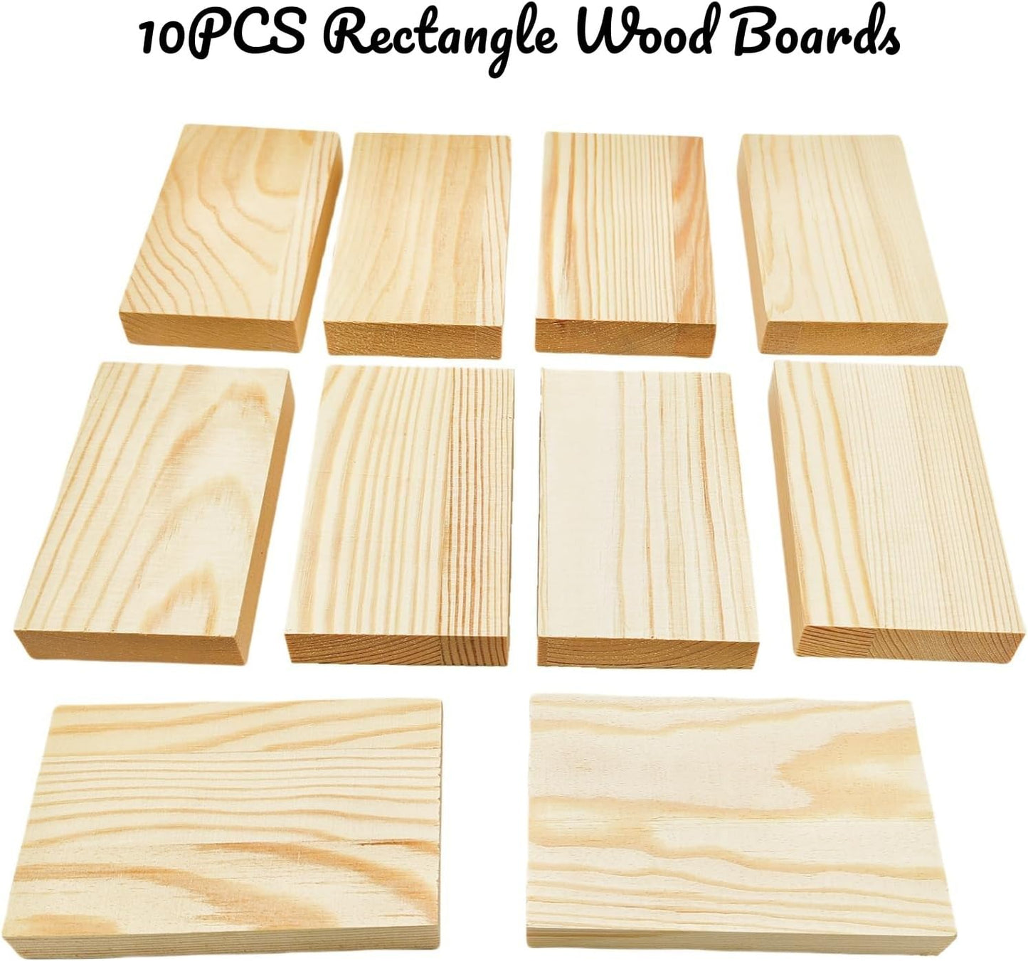 4PCS Rectangle Wood Boards Unfinished Wood Blocks for Crafting, 8x6x1in Blank Whittling Wooden Blocks for Wood Carving,Painting & Burning