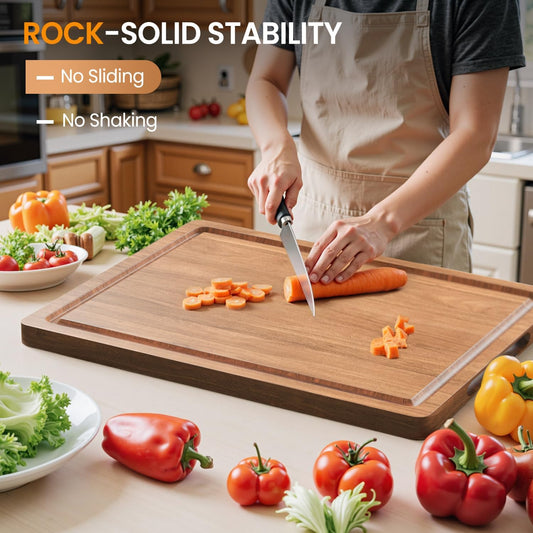 Acacia Wood Cutting Boards Set with Juice Groove & Handles for Kitchen 3-Piece Charcuterie Chopping Board for Meat Cheese Fruits Vegetables